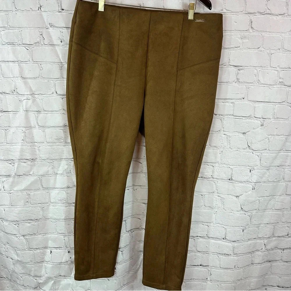 marc new york andrew marc brown faux suede brown pointe pants sz XL preppy
